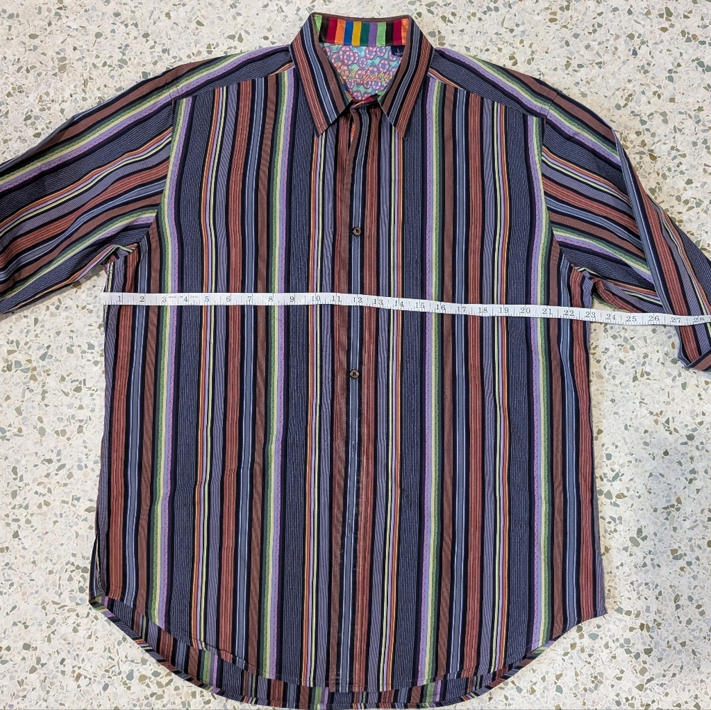 💜SOLD🤎Robert Graham Vibrant Striped Button Down Shirt - Picture 8 of 9